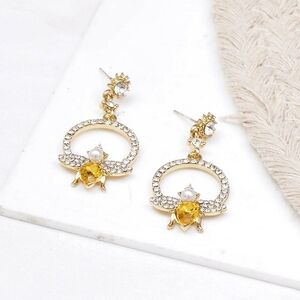 Gold plated crystal bumblebee earrings with silver post